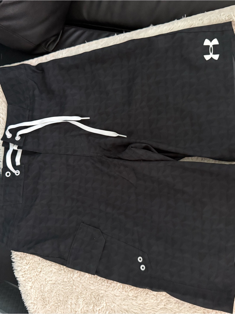 Under Armour Black Athletic Shorts with White Accents